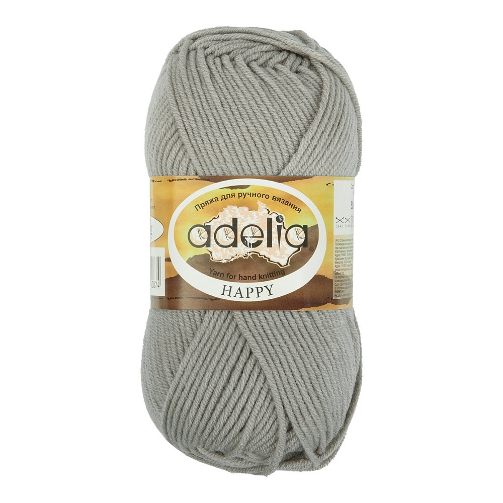 

Adelia Happy, 100% акрил, 10 шт по 50 г, 128 м, цвет 13 светло-серый