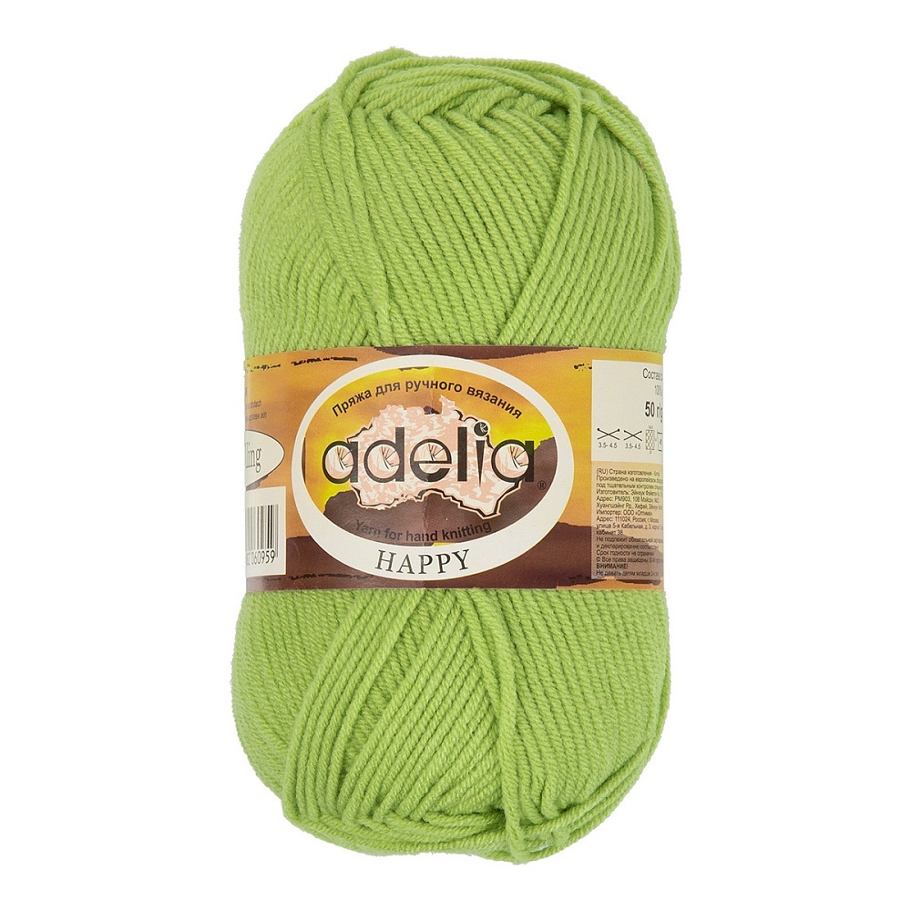 

Adelia Happy, 100% акрил, 10 шт по 50 г, 128 м, цвет 09 салатовый, Зеленый