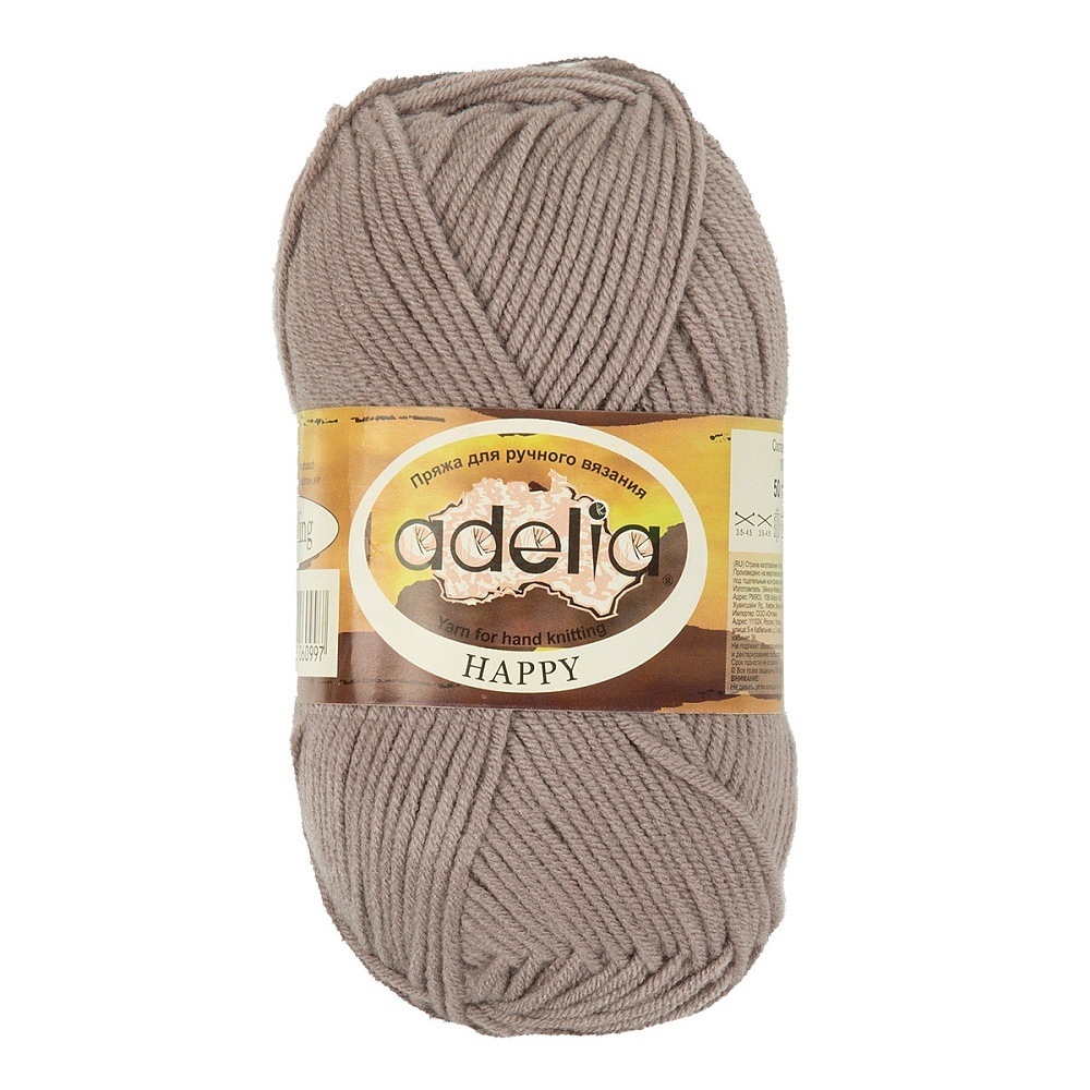 

Adelia Happy, 100% акрил, 10 шт по 50 г, 128 м, цвет 07 какао, Коричневый