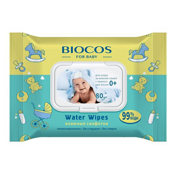 Салфетки влажные BioCosWater Wipes детские 80 шт