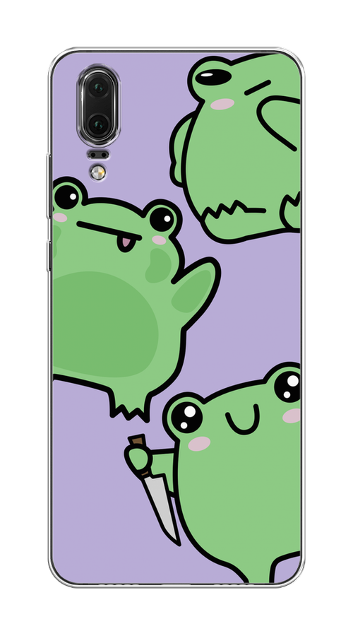 

Чехол на Huawei P20 "Опасные лягушата", Фиолетовый;зеленый;черный, 64350-1