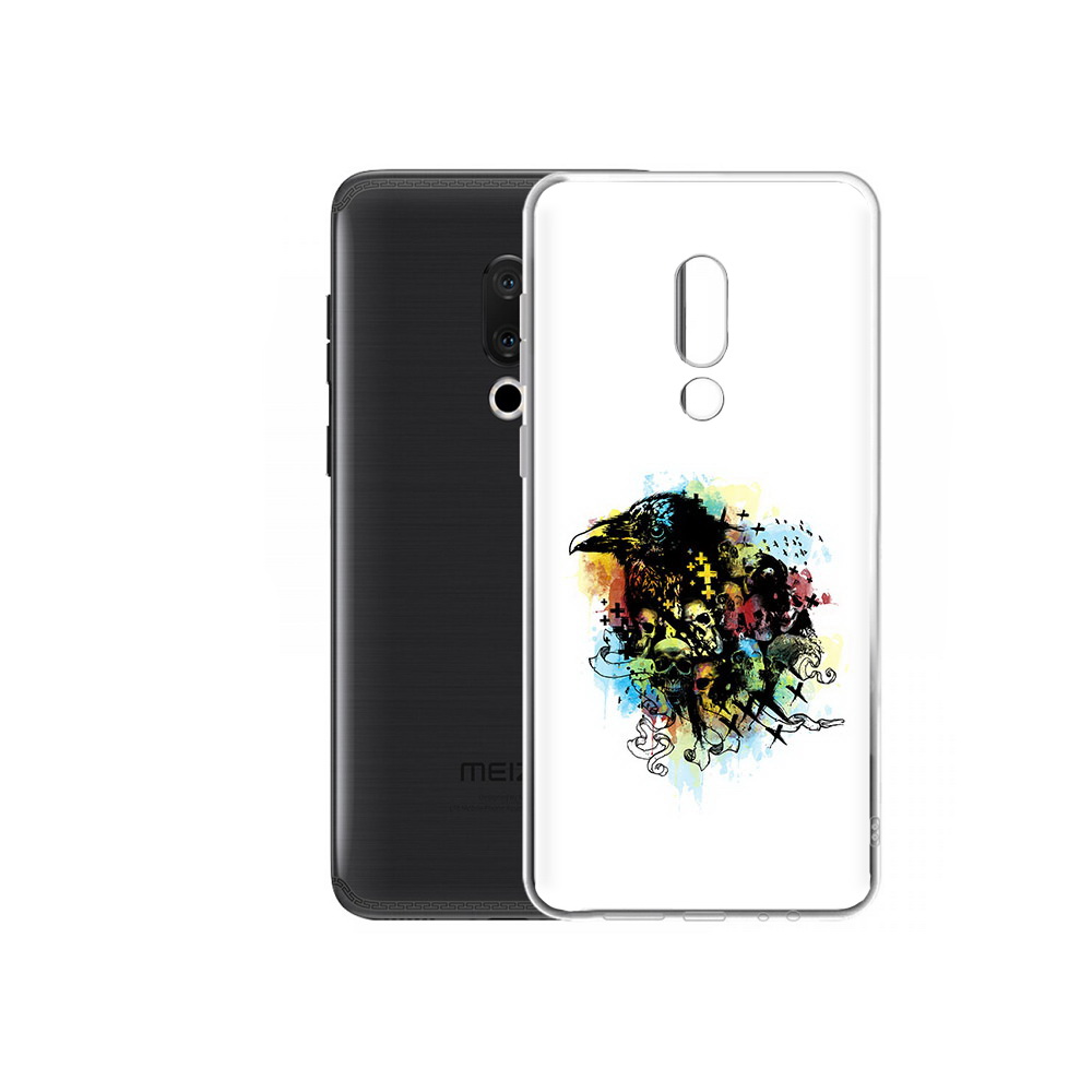 

Чехол MyPads Tocco для Meizu M15 Plus ворон и черепа, Прозрачный, Tocco
