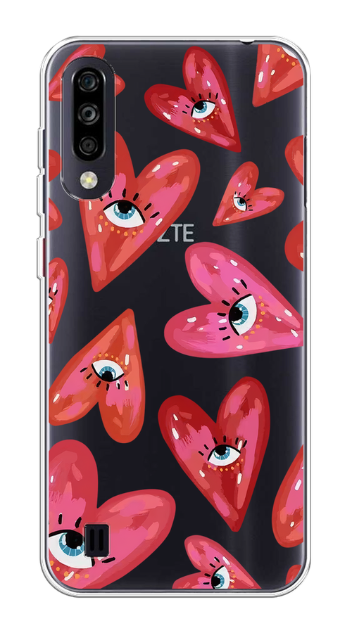 

Чехол на ZTE Blade A7 (2020) "Сердечки с глазами", Коричневый;красный;розовый, 133750-1