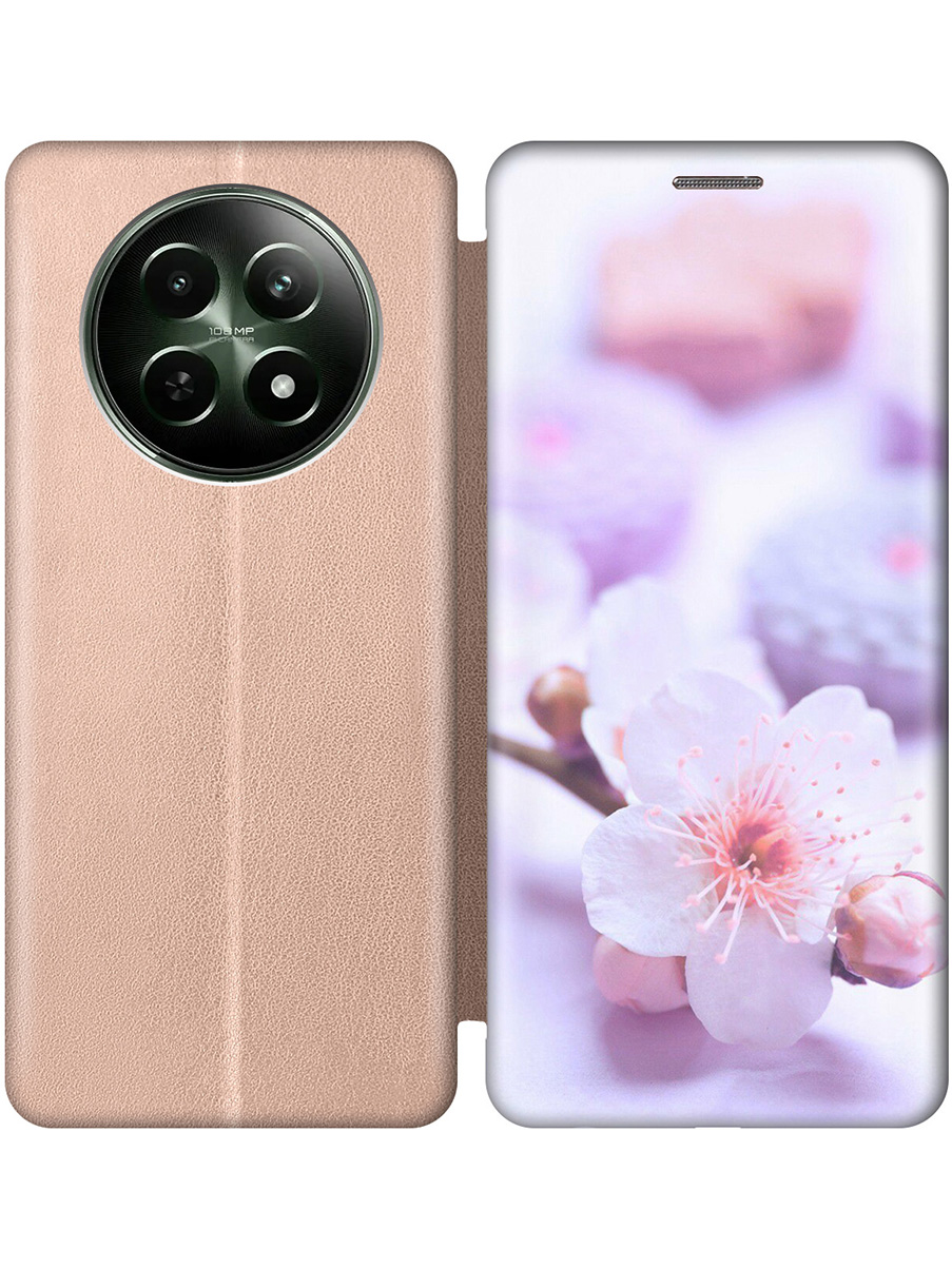 

Чехол-книжка на Realme 12 5g с принтом "Цветок вишни" золотой, 783982622