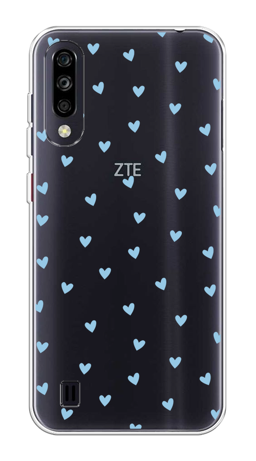 

Чехол на ZTE Blade A7 (2020) "Голубые сердечки паттерн", Голубой;прозрачный, 133750-1