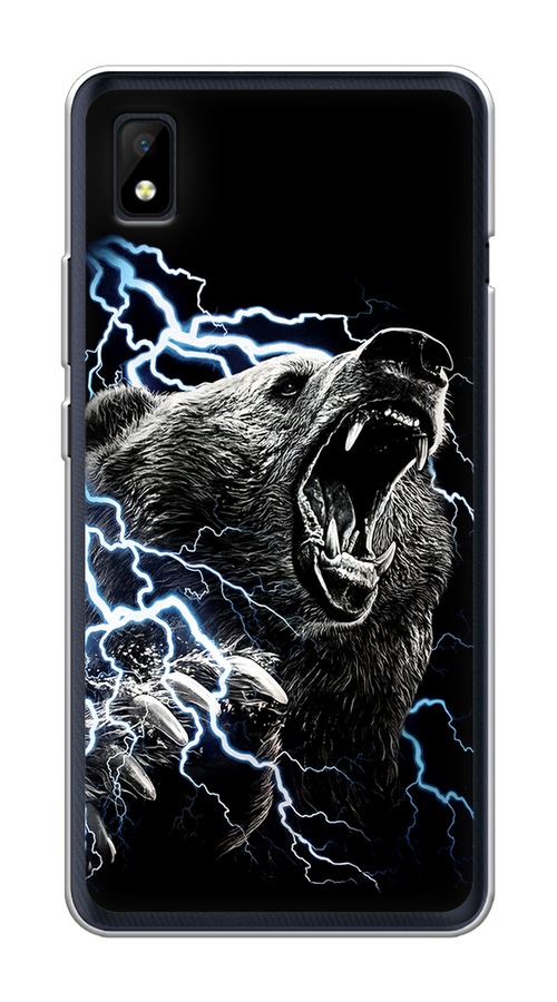 

Чехол на ZTE Blade L210 "Гроза и медведь", Черный;серый;серебристый, 134150-1