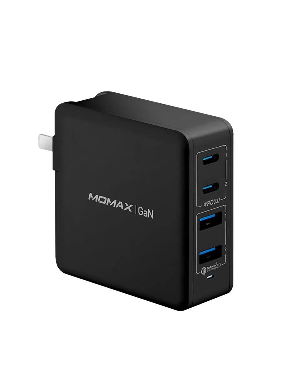 фото Сетевое зарядное устройство momax black отсутствует 2xusb type-c, 2xusb 5 а черный