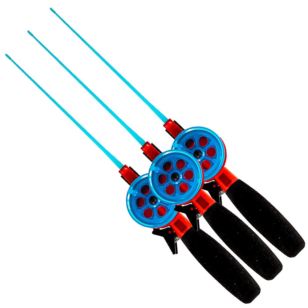 Удочка зимняя (3 шт) WestMan 55 АБС/ПК (ручка неопрен, хлыст 20 см) цв. Синий/Красный