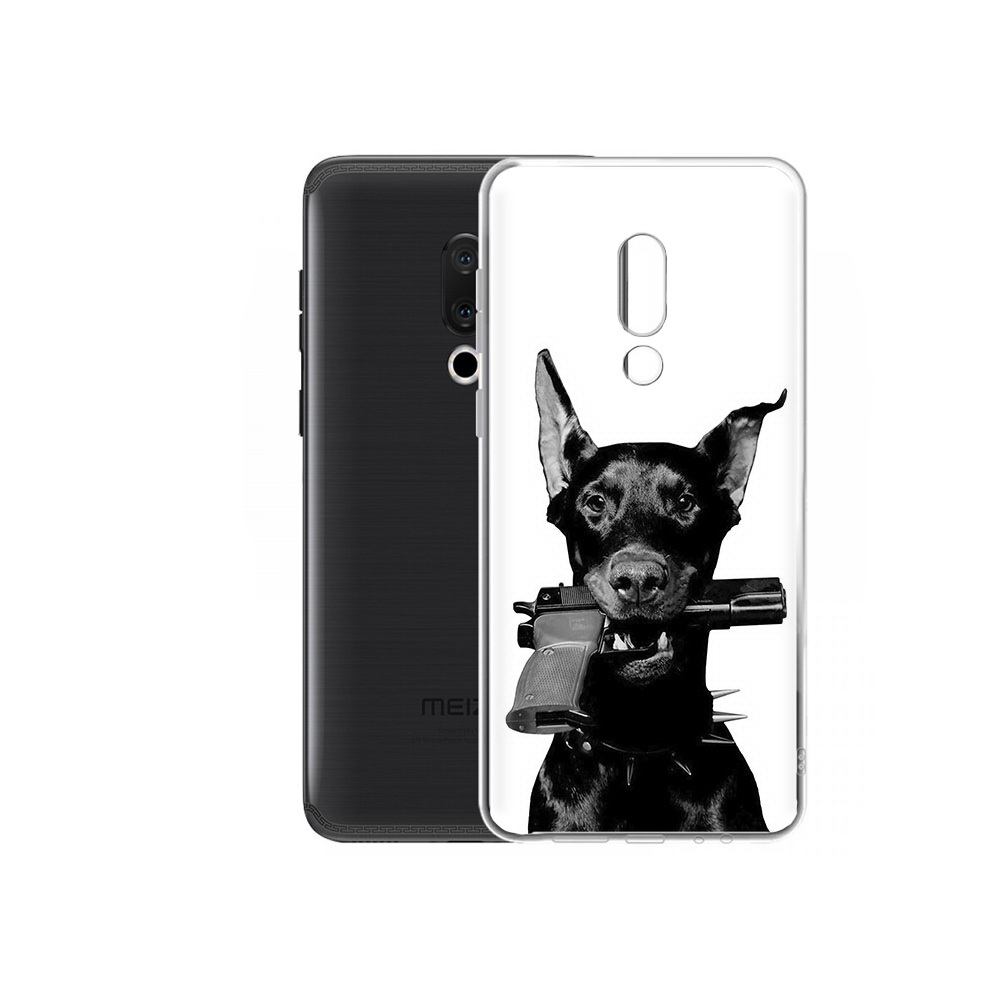 

Чехол MyPads Tocco для Meizu M15 Plus доберман с пистолетом, Прозрачный, Tocco