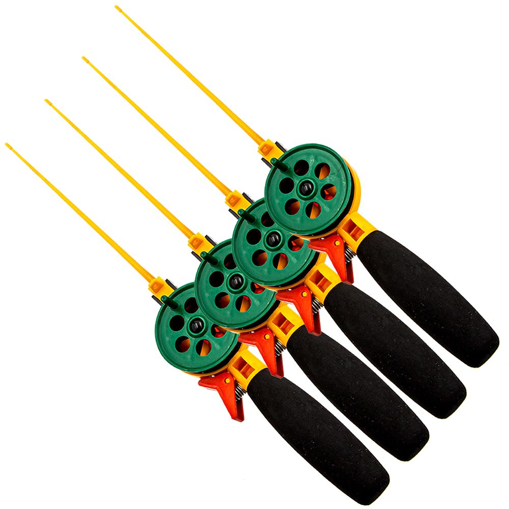 Удочка зимняя (4 шт) WestMan 55 ПП (ручка неопрен, хлыст 20 см) цв. Тёмно-Зелёный/Жёлтый