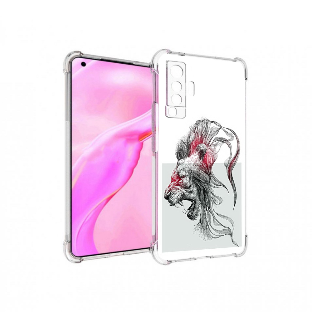 

Чехол MyPads Tocco для Vivo X50 разъяренный лев (PT226969.391.576), Прозрачный, Tocco
