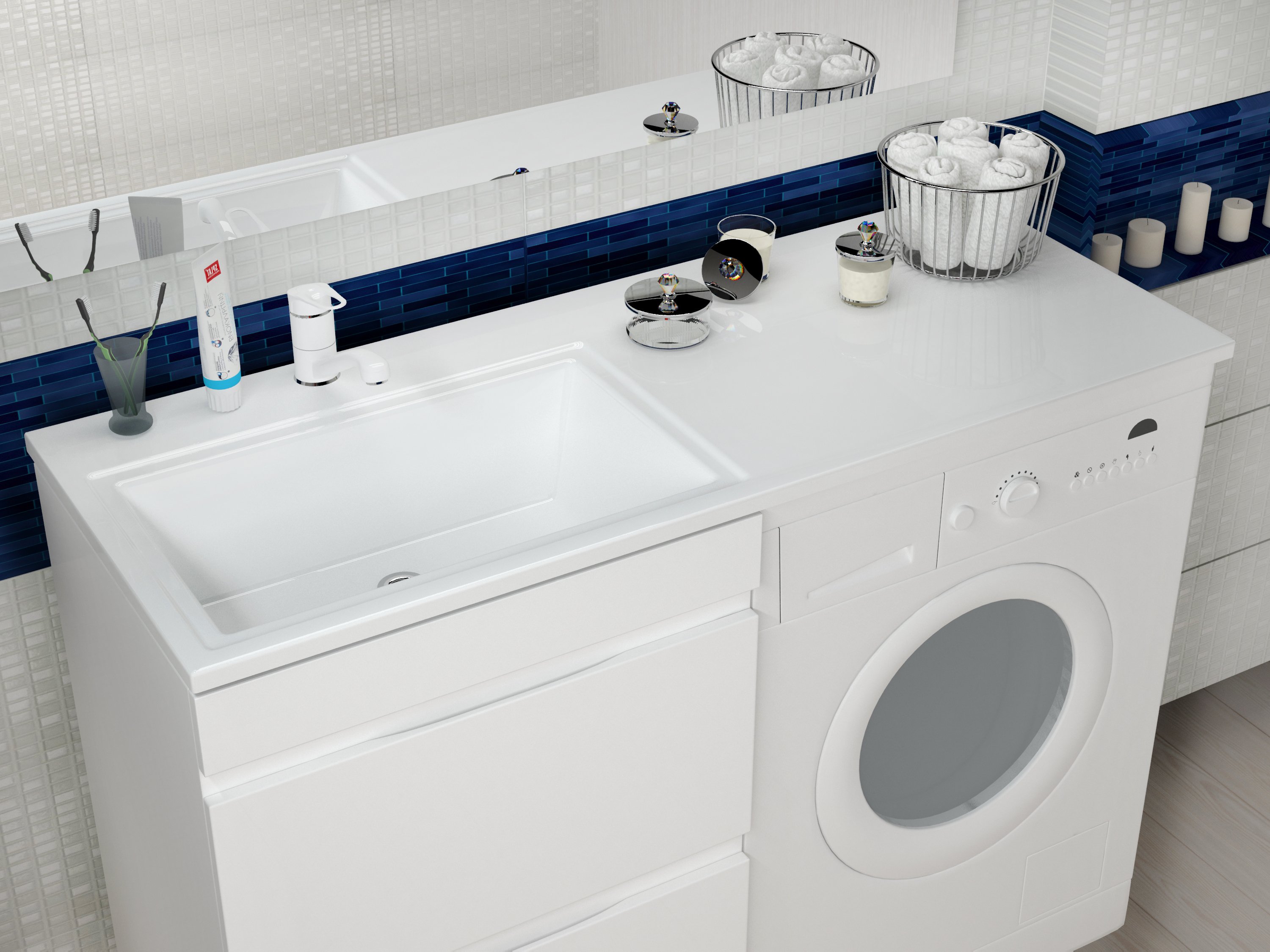 Раковина над стиральной машиной Mareon Marshal 120x48 чаша слева 5216120