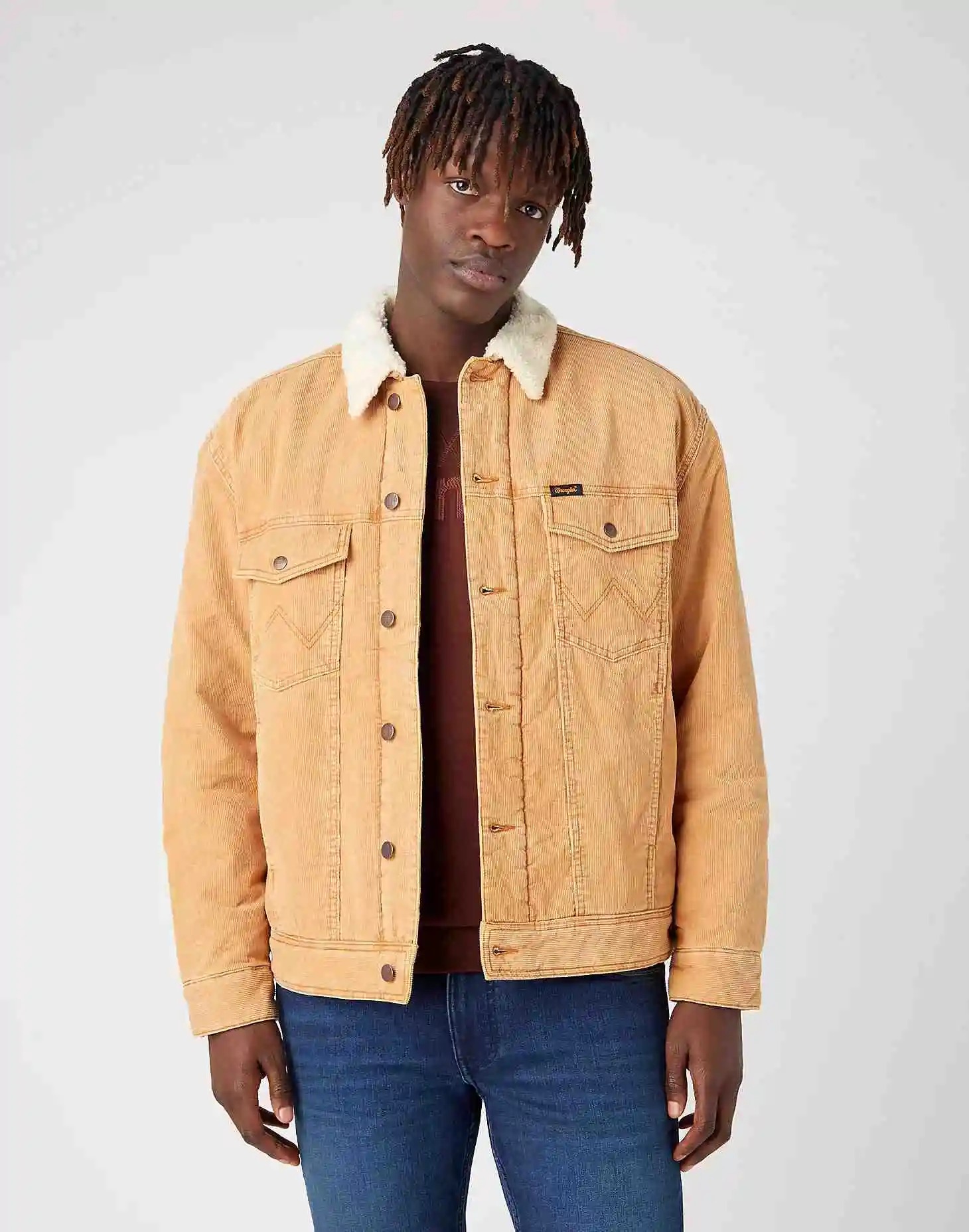 Куртка мужская Wrangler Men Antifit Sherpa Jacket коричневая XL