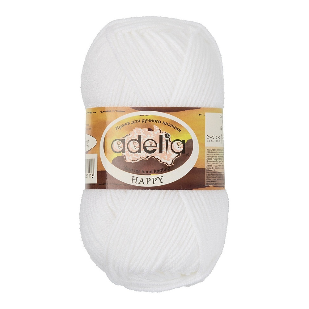 

Adelia Happy, 100% акрил, 10 шт по 50 г, 128 м, цвет 01 белый