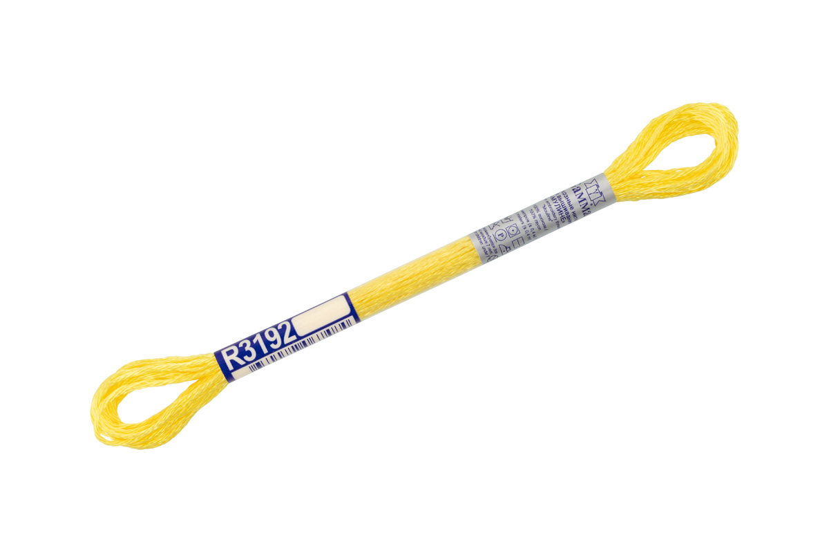 

Нитки Gamma мулине, 100% вискоза, 12х8 м, цвет R3192 ярко-желтый