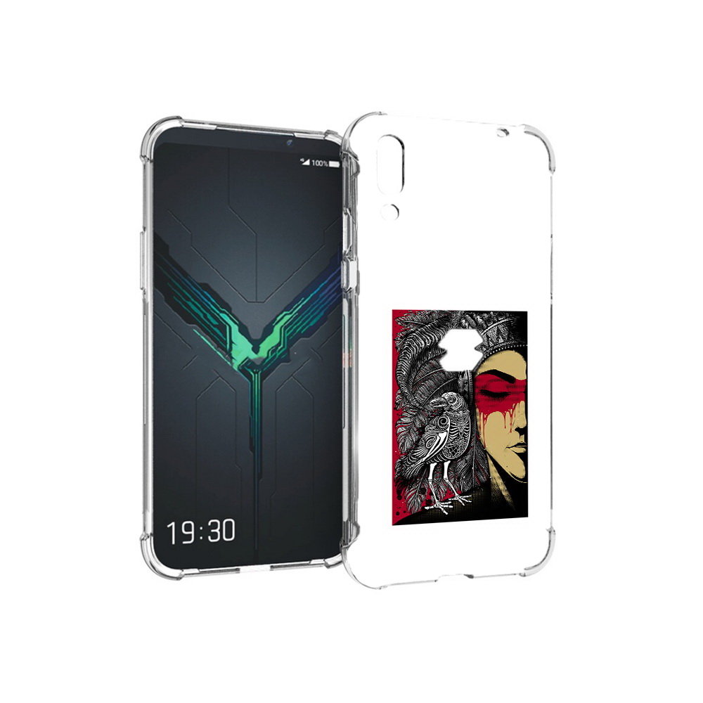 

Чехол MyPads Tocco для Xiaomi Black Shark 2 девушка с вороном в абстракции, Прозрачный, Tocco