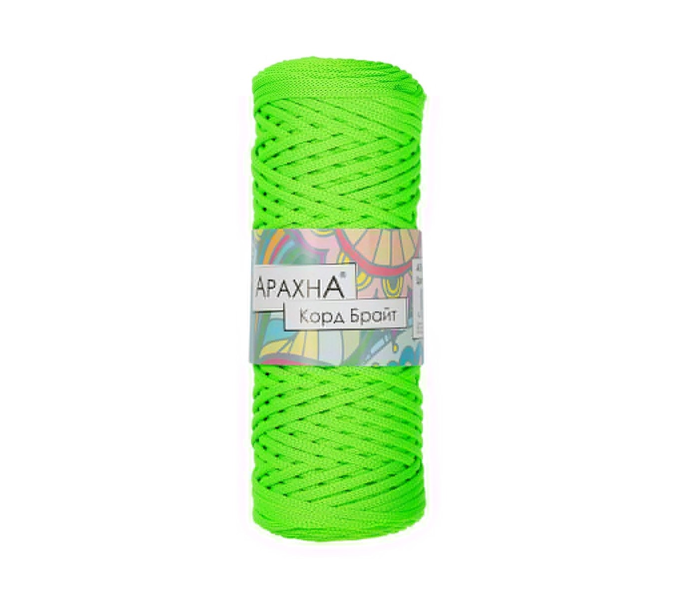 

ARACHNA Cord Bright, 100% полиэфир, 3х210+/-10 г, 100+/-5 м, №502, салатовый неон, Зеленый