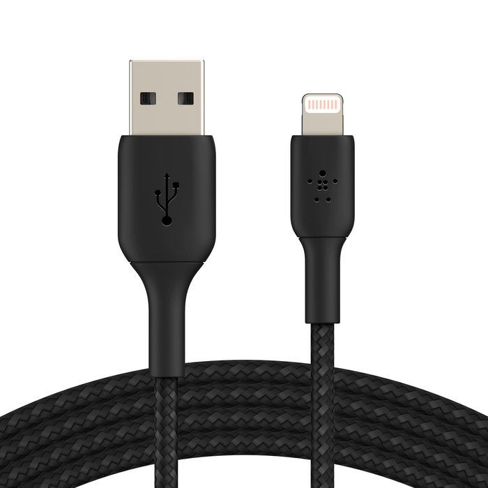 Кабель Belkin Premium Braided A-LTG USB - Lightning, 1 м, черный (CAA002bt1MBK)