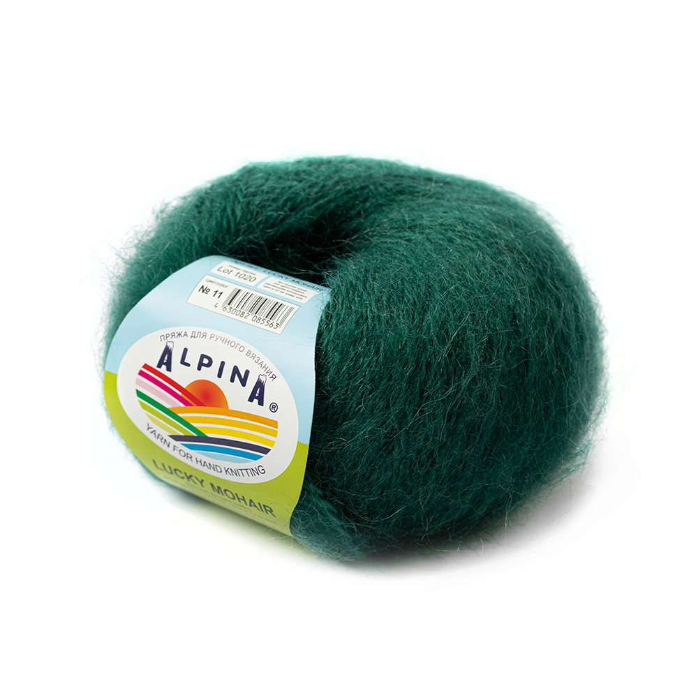 

Пряжа Alpina Lucky Mohair, 10 шт по 50 г, 150 м, 11 изумрудный, Зеленый