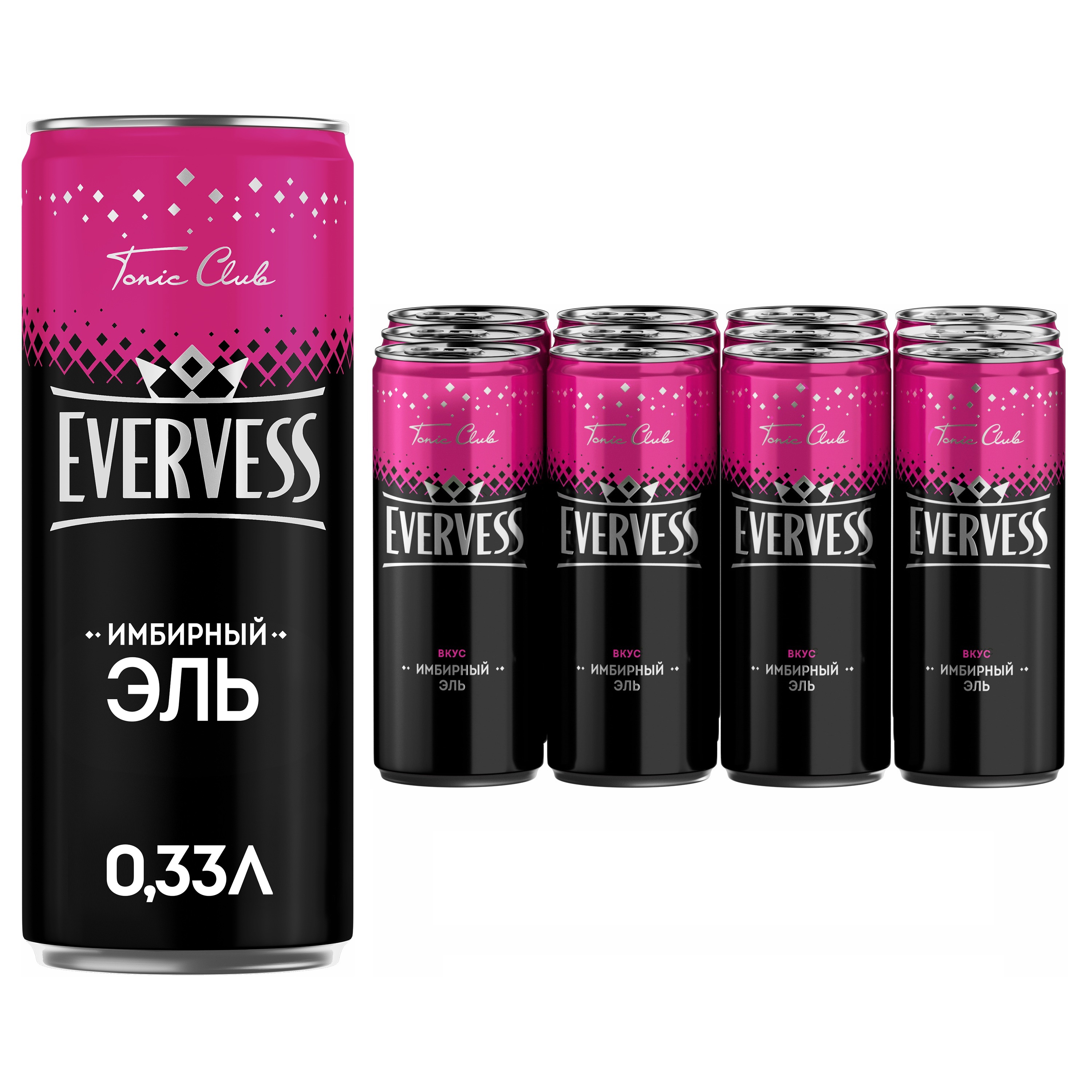 Газированный напиток Evervess Имбирный Эль, 0.33л*12 шт