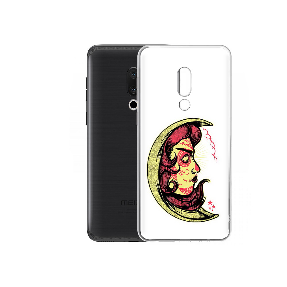 

Чехол MyPads Tocco для Meizu M15 Plus желтый полумесяц с лицом девушки, Прозрачный, Tocco
