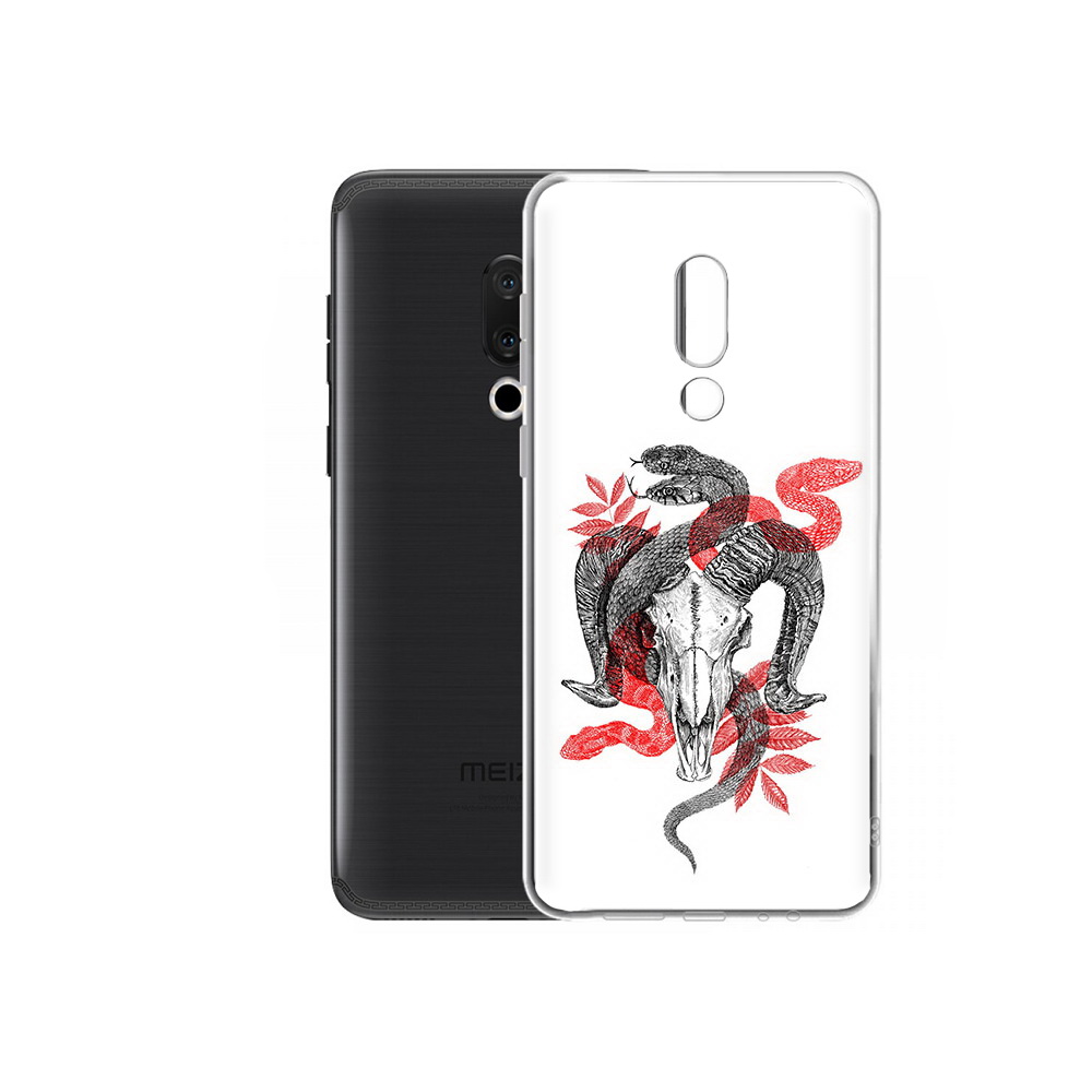 

Чехол MyPads Tocco для Meizu M15 Plus змея в черепе рисунок, Прозрачный, Tocco