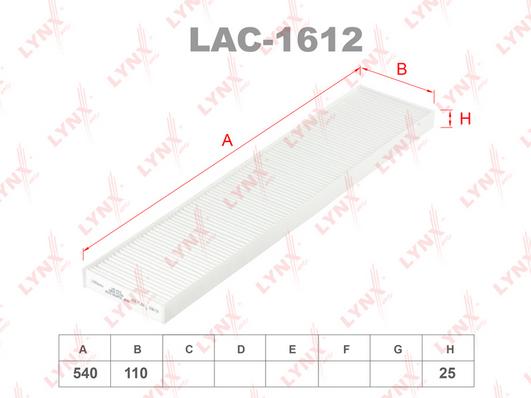 

Фильтр Салонный Lac-1612 Nsin0019690016 LYNXauto арт. LAC1612