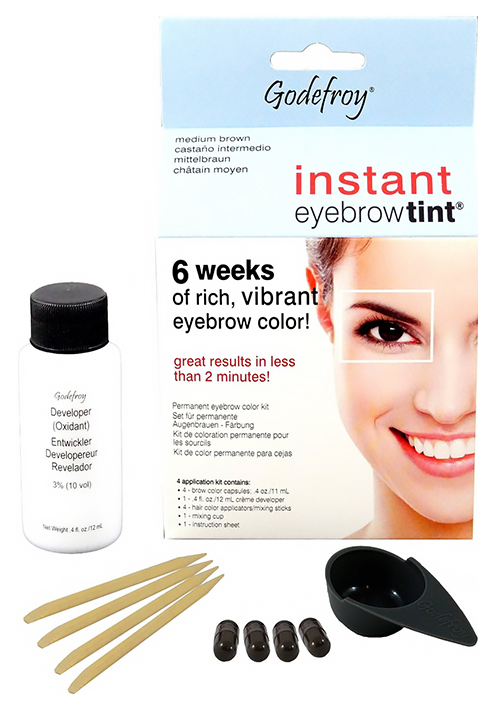 фото Краска-хна для бровей godefroy instant eyebrow tint kit medium brown 4 капсулы