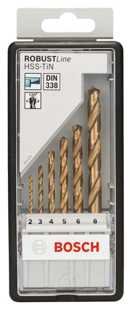 

Сверло универсальное Bosch HSS-TIN ЗАТОЧКА 135, ROBUST LINE 2607010530, сверло спиральное Robust Line HSS-TiN ROBUST LINE