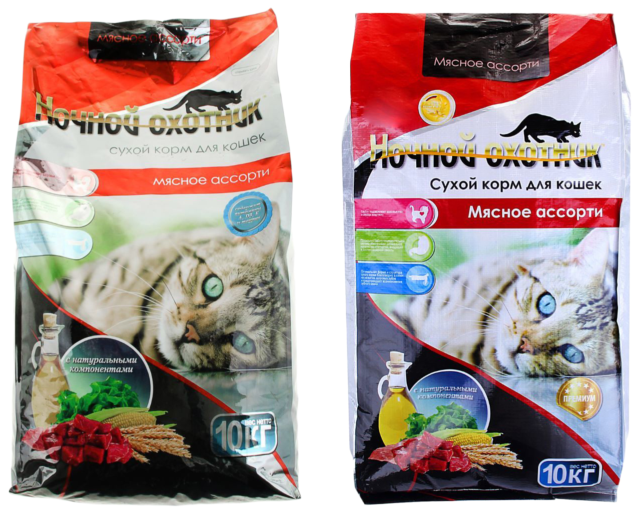 фото Сухой корм для кошек ночной охотник, мясное асорти, 10кг