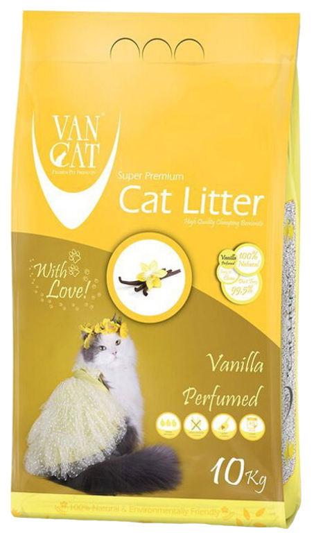 фото Комкующийся наполнитель для кошек van cat бентонитовый, ваниль, 10 кг, 12 л