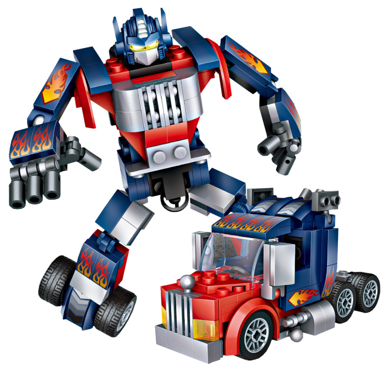 Конструктор пластиковый Loz Тягач 2 в 1 179 деталей красно-синий