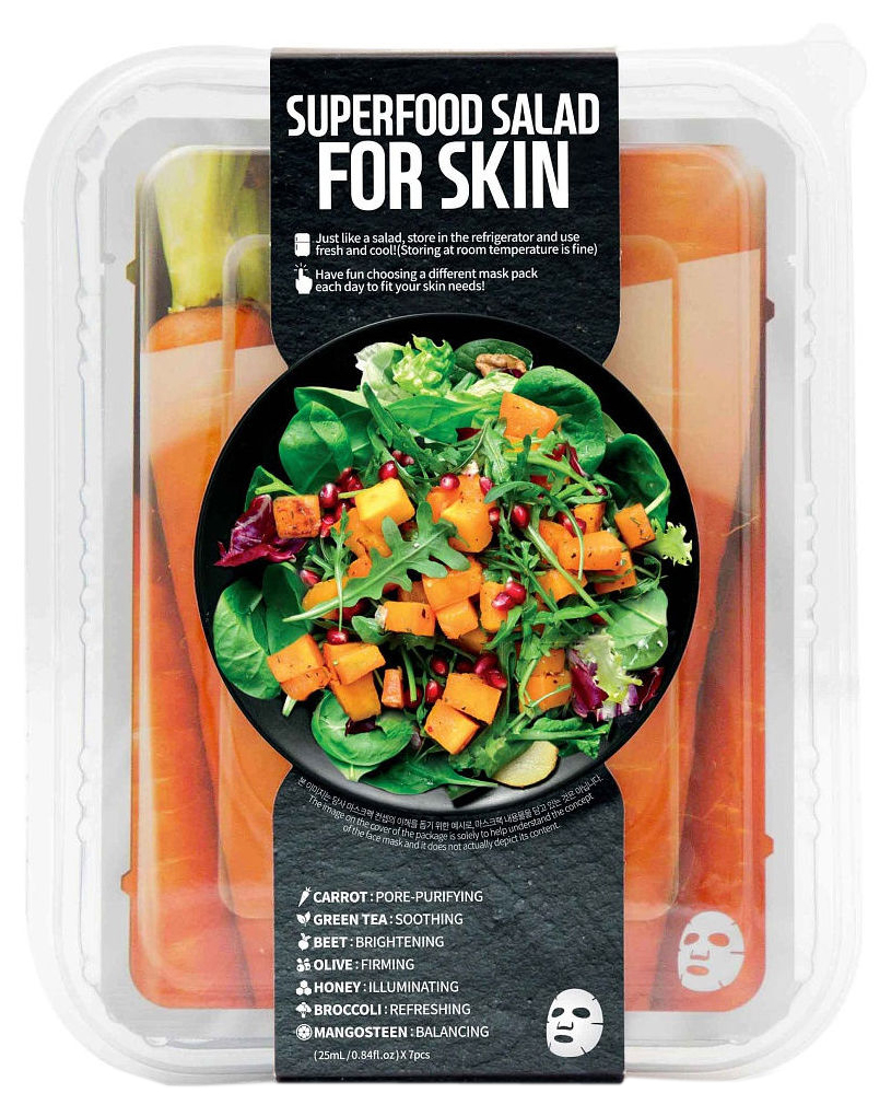 фото Маска для лица superfood salad for skin для жирной кожи с расширенными порами 7 шт