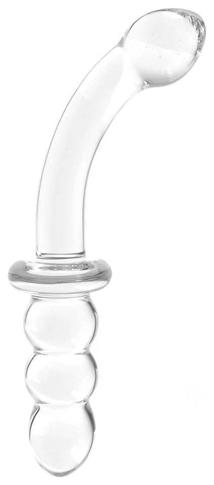 фото Прозрачный ребристый двусторонний стимулятор ribbed g-spot 20 см glas