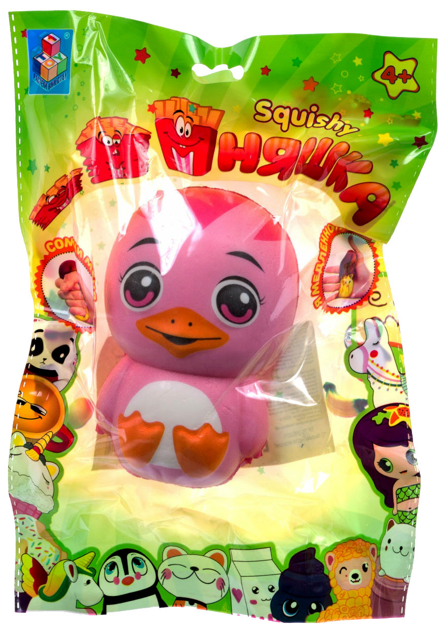 

Игрушка-антистресс "Мммняшка Squishy" - Утенок, 10 см 1TOY, Розовый