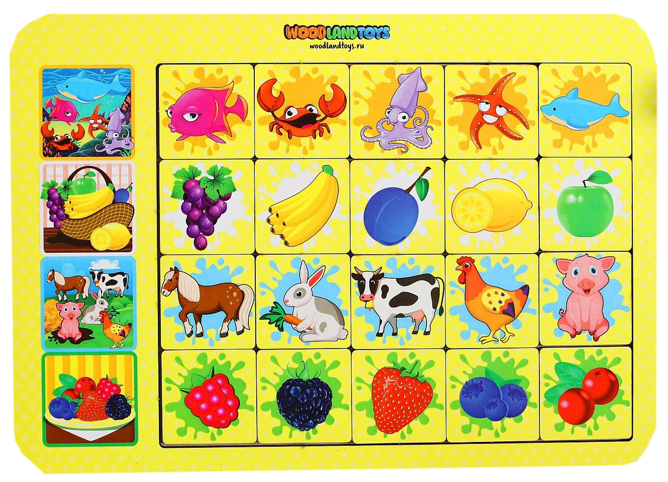 фото Игра настольная "ассоциации: ягоды, животные, фрукты" woodland (сибирский сувенир)