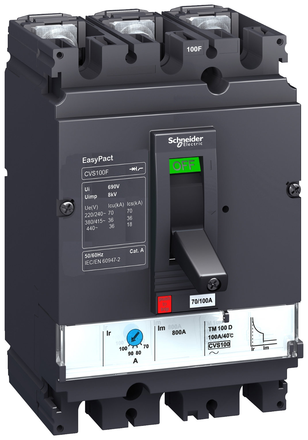 

Выключатель автоматический CVS160F, 3 полюса, TM200D, 36 кА, LV525332