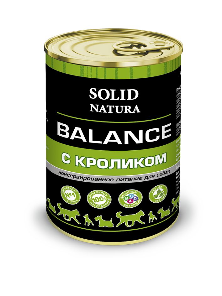 фото Консервы для собак solid natura balance , кролик, 340 г