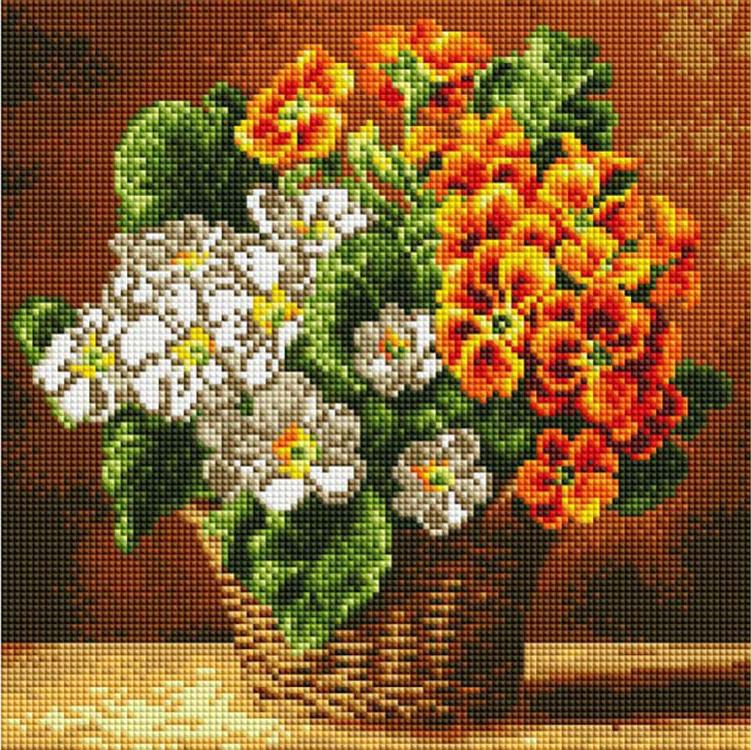 

Алмазная вышивка Белоснежка Комнатная примула, 30x30 см, Комнатная примула