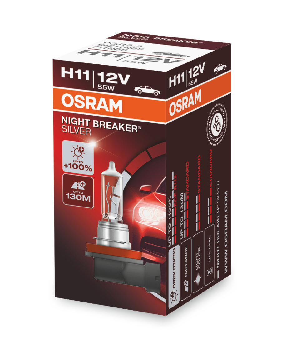 фото Лампа h11 12v (55w) night breaker silver, 1шт, картон osram арт. 64211nbs