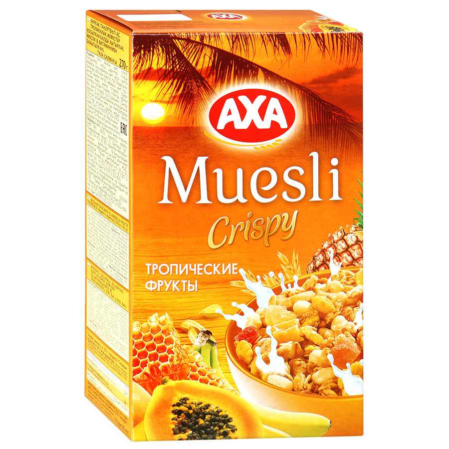 

Мюсли Аxa хрустящие медовые с тропическими фруктами 270 г