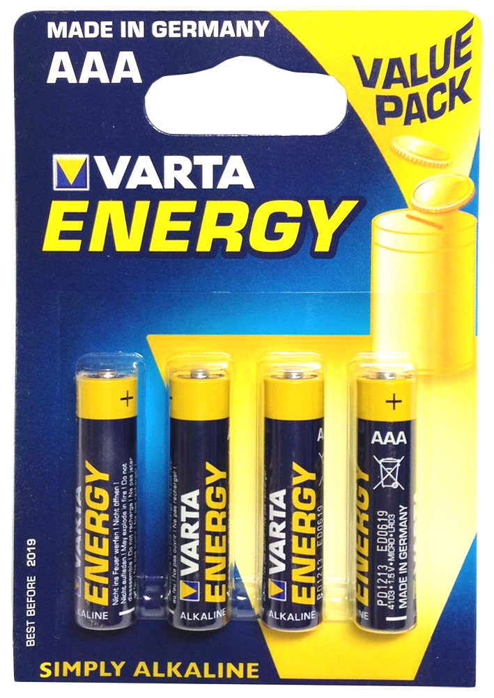 Батарейка Varta Energy LR03-4BL 4 шт батарейка varta energy 9v 4122229411