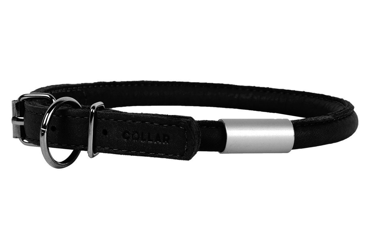 фото Ошейник "collar soft" круглый с адресником (диаметр 8мм, длина 25-33см) черный