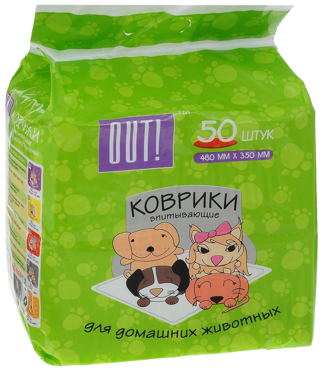 

Пеленки для кошек и собак одноразовые OUT! 48 x 35 см, 50 шт