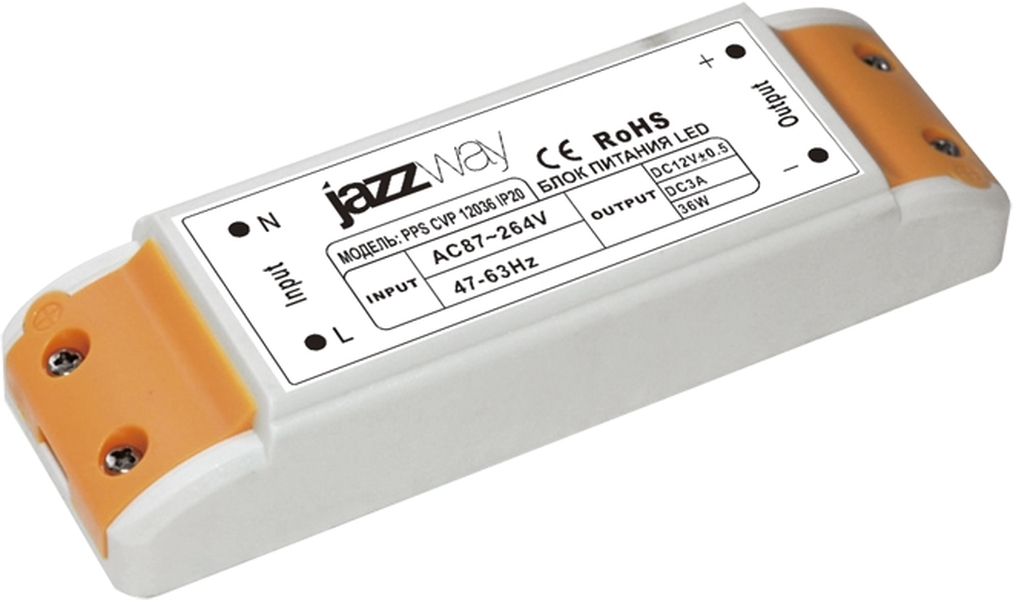 

Блок питания для светодиодных лент 12V/3A, 36W, Ip20 (интерьерный)