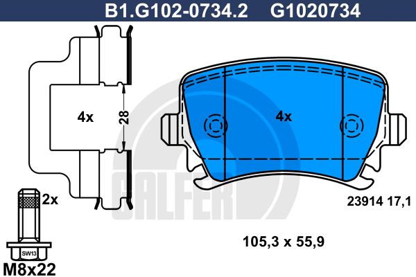 

Тормозные колодки GALFER дисковые B1G10207342
