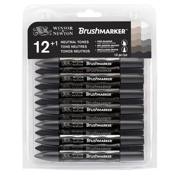 фото Набор маркеров winsor&newton серые тона winsor&newton brushmarker greys, 12шт. серый