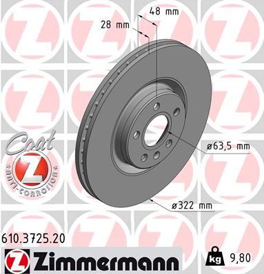 

Тормозной диск ZIMMERMANN 610.3725.20