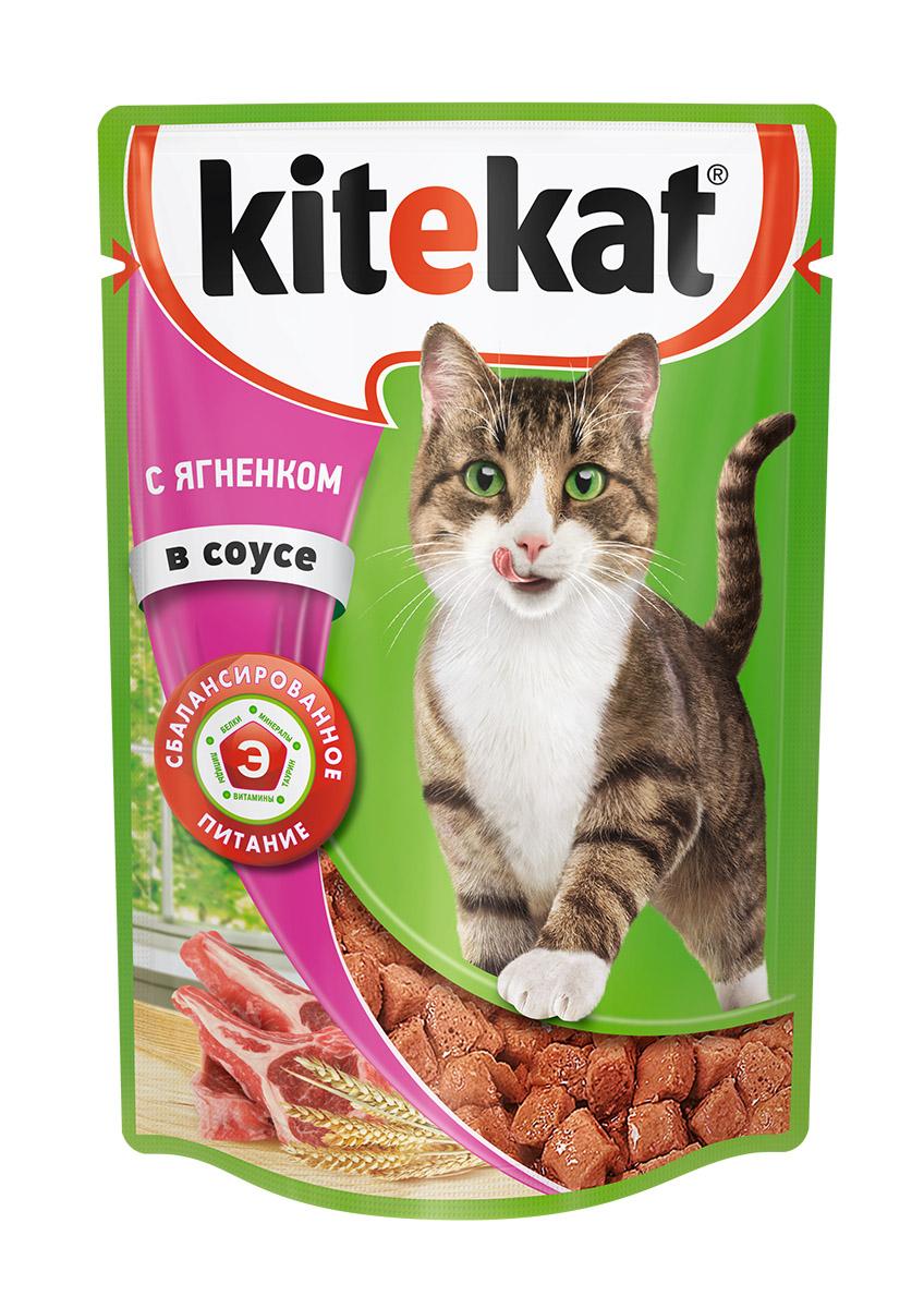 фото Влажный корм для кошек kitekat, с ягненком в соусе, 85 г