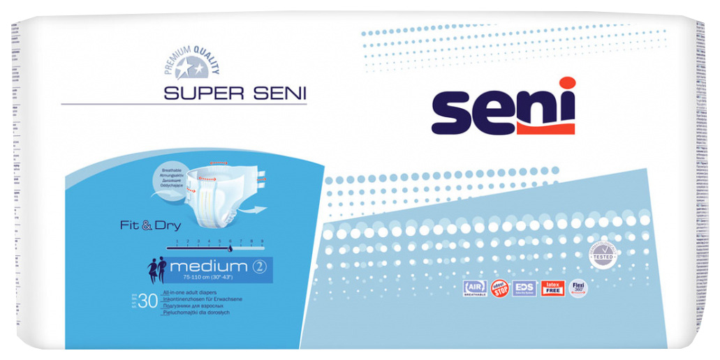Подгузники для взрослых Super Seni Air размер M 30 шт. 75-110 см
